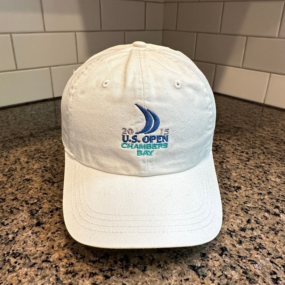 U.S. Open 2015 Chambers Bay AHEAD Vintage Classic Cut Golf Hat Cream White